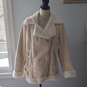 Dynamite manteau suede moto sherpa jacket